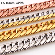 7"~40"13/16mm Charming Men's Chain 316L Stainless Steel CURB CUBAN Link Necklace