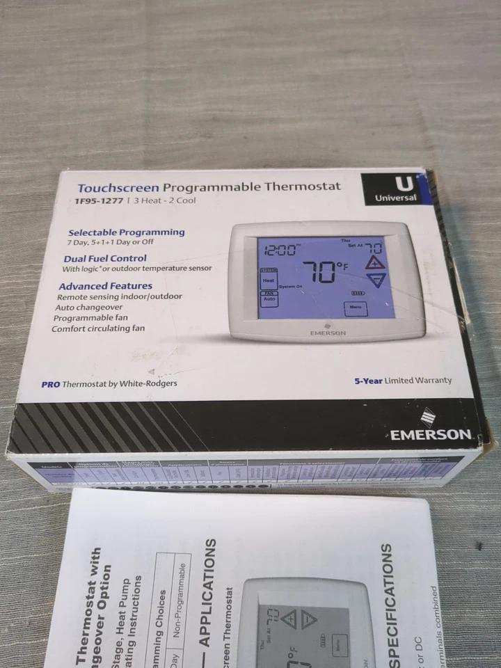 White-Rodgers 01F95 1277 Blue Series 12 Touchscreen Thermostats, 7, 5-1-1 - Image 3 of 4