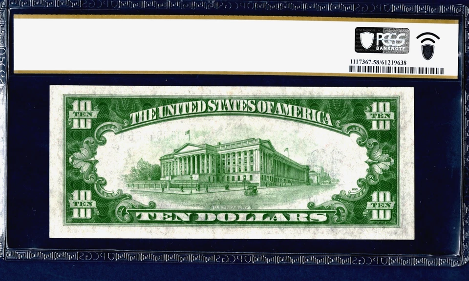 1934 A  $10 ☀️  NORTH AFRICA WWII EMERGENCY ISSUE ☀️ PCGS  58 - Image 2 of 4