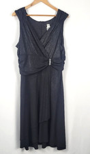 Studio 1940 Dress Black Shimmery Sleeveless Size 16 Stretchy Special Occasion