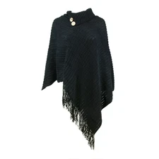 The Skyline Collection Women's Knitted Poncho in Navy, One Size