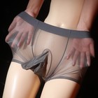 Mens Ultra-thin Oil Shiny Glossy Boxer Shorts Underwear Bulge Black Boxer Briefs