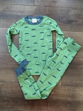 Hanna Andersson Green Car Print Pajamas Set Top Bottoms Boys size 8