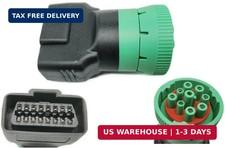 Type 2 Green 9pin J1939 to OBD2 16pin J1962 Female Adapter