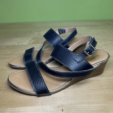 Coach and Four Columbia Sandal Black Strappy Wedge Sandals size 8