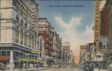 Main Street,Memphis,TN Tichnor 1946 Shelby County Tennessee Chamber of Commerce