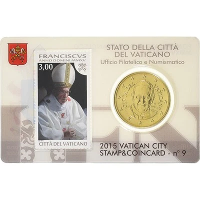 Vatican, Francis, 50 Euro Cent, Stamp and coin card.n°9, 2015, Rome, Or - Photo 1/2