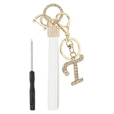 Leather Wristlet Keychain, Chic Letter t Keychains