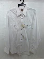 New Men  s ELY Cattleman White Long Sleeve Pearl Snap 16.5 X 36 Large CC-38