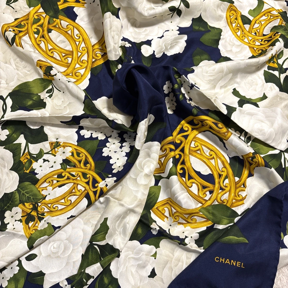 希少90s CHANEL Flower&bird柄スカーフ　美品　イタリア製 CHANEL Silk Floral Scarves & Wraps for Women for sale - eBay