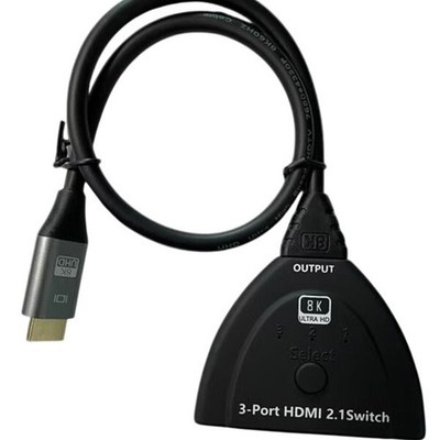 3 Port HDMI 2.1 Switcher 8K/60Hz 4K/120Hz Selector with Button