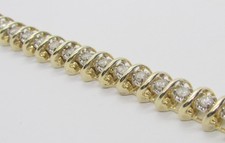 10K YELLOW GOLD 1.5 CTW ROUND DIAMOND S LINK TENNIS BRACELET 7 INCH  15.2 G