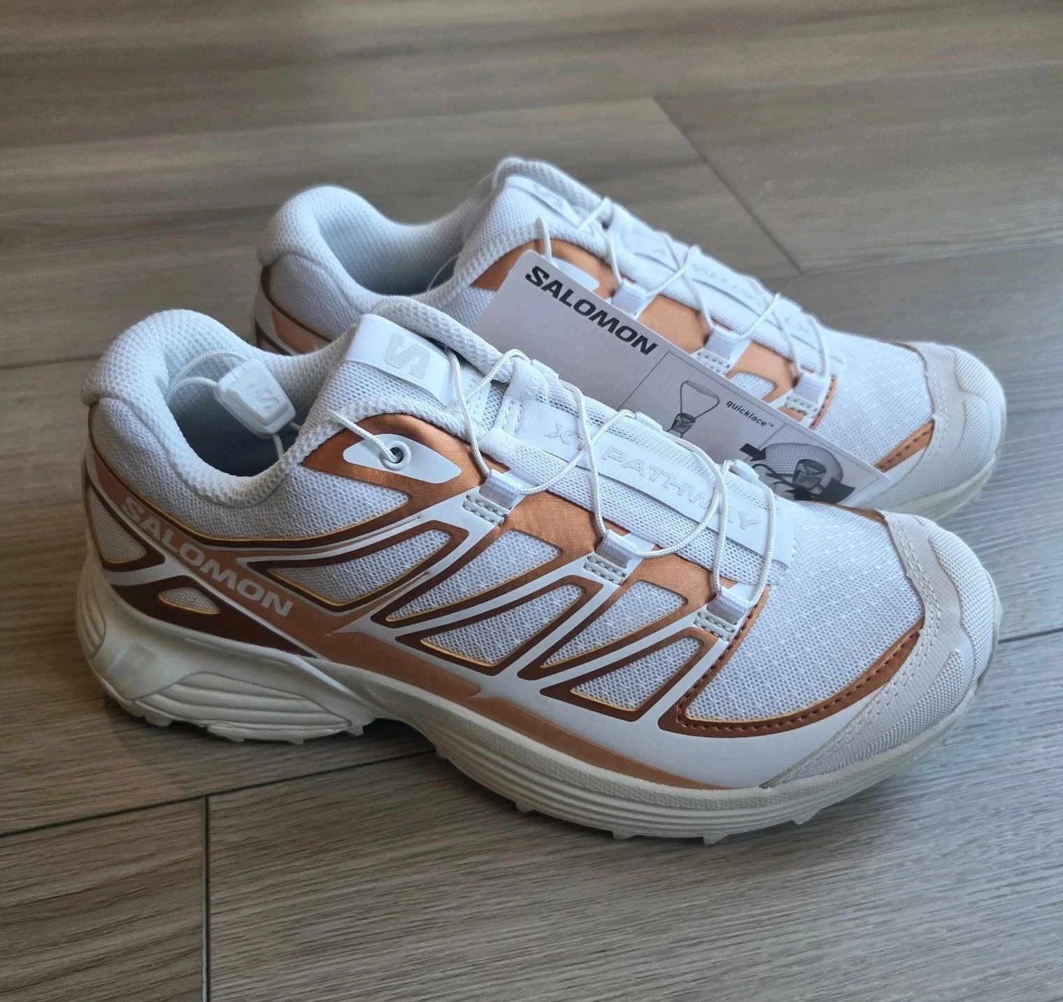 Salomon XT Pathway Metallic Trail Shoes Women’s 6 Men’s 5 White Copper NIB
Opens in a new window or