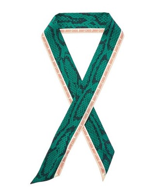 Jimmy Choo Logo Silk Scarf Women's Green