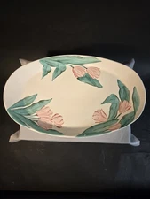 Vintage 1983 Vietri Italian Pottery Hand Painted Tulip Serving Platter 20x12