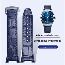 Per Omega Constellation cinturino orologio in vera gomma bovina dentellato 24x18mm