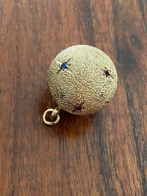 10K Celestial Ball Pendant (10.5g) w/ Rubies and Sapphire. Exquisite Jewellery