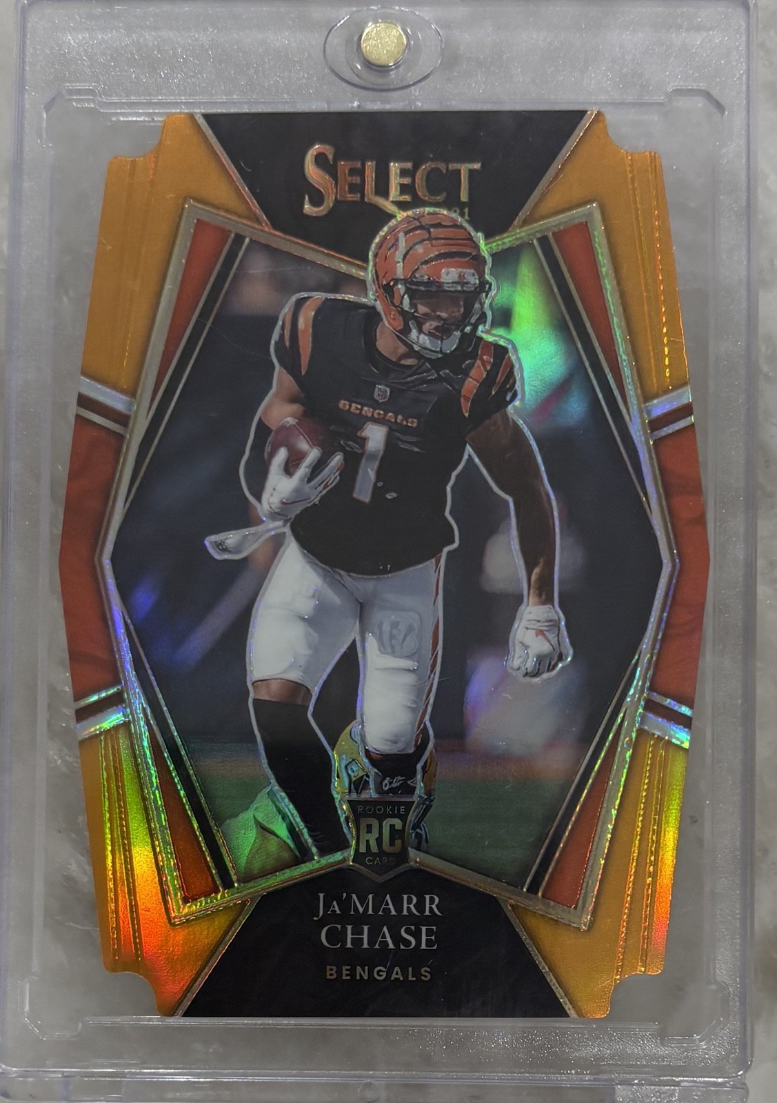 2021 Panini Select Premier Level Ja'Marr Chase #147 Orange Prizm Die-Cut 67/249!