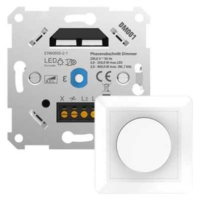 NCC-LICHT Universaldimmer Phasenabschnittdimmer Weiß für LED 3-250W und Halogen 3-400W