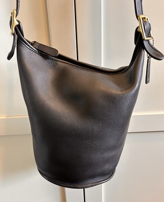 バッグ COACH Vintage Leather Bucket Shoulder VINTAGE Coach HELEN Black Leather Bucket Duffle Shoulder Crossbody
