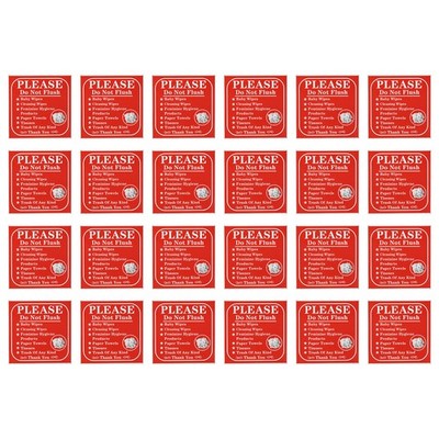 24 Pcs Please Do Not Flush Sign Decals Toilet Sign for Bathroom Toilet Warning