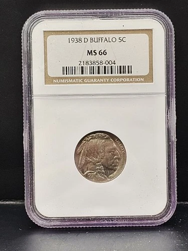1938 D Buffalo Nickel NGC MS 66 – Gem BU – Certified