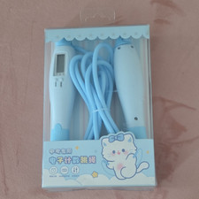 PUFF MEOW Digital Counter Jump Rope Set, Blue/White, Home Use Gym Training