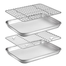 Baking Sheet with Rack Set, Set of 4 2 Sheets  2 Racks , Stainless Steel Co...