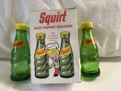 Vintage Advertising 1974 Squirt Soda Salt & Pepper Shaker Set With Box New