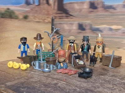 Sammelauflösung: 5 "Goldräber" Cowboy Custom Figuren, Felsen und viel Zubehör - Bild 1 von 4