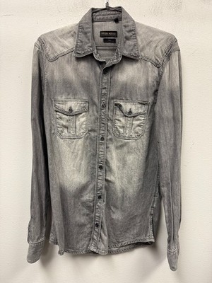 ANTONY MORATO GRAY DENIM SHIRT FOR MEN SIZE 46-S- FITS M