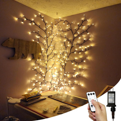 2Pcs Remote-Controlled Willow Vine Lights, 144 LEDs for Indoor Decor