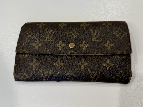 Louis Vuitton Monogram Canvas Long Wallet AS-IS Damaged Authentic
