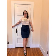 70s Vintage Dark Wash Denim Landlubber Pencil Skirt Sz M