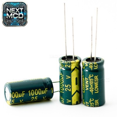 1000uF 25V 10-Stück Elektrolytkondensator Radial Low ESR -40+105°C 10X17