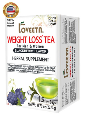 Loveeta Wellness Weight Loss Tea Blackberry - 15 Tea Bags (Gmo Free, Gluten Free