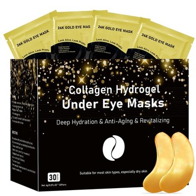 Hydrogel Under Eye Patches 30 Pairs   24K Gold Under Eye Masks for Puffy Eyes...