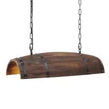 Antique Wood Wine Barrel Pendant Lamp Hanging Rustic Kitchen Bar Ceiling Lamp...