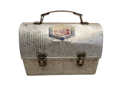 Vintage American Thermos Victory Dome Top Lunch Box 40's-50 s Aluminum 10'' USA