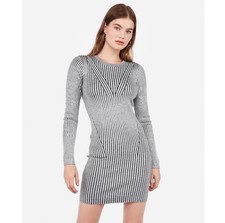 Express Striped Ribbed Knit Crewneck Bodycon Knit Dress Women’s Medium MSRP $70