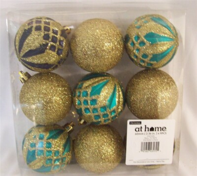 NEW 18 Piece Shatterproof Christmas Tree Ornaments Balls Gold 2.36'' Diameter