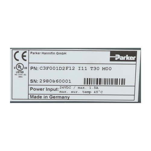 Parker C3F001D2F12I11T30M00 Servo Drive New NMP - Picture 2 of 8