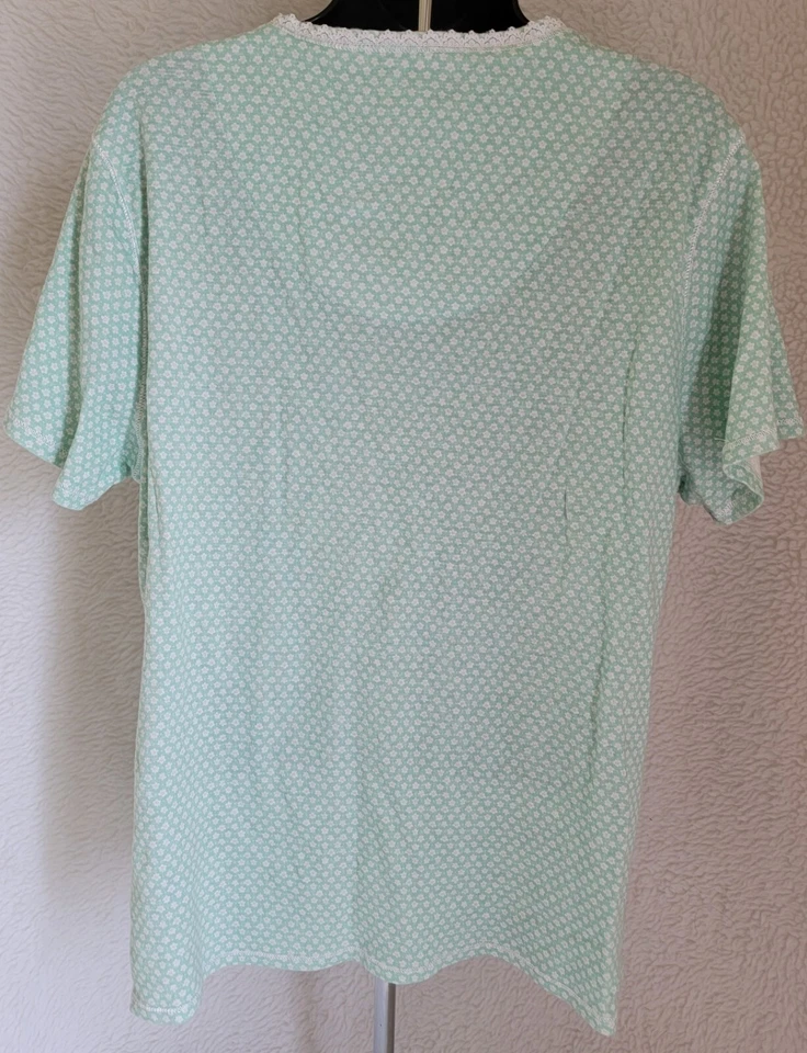 Женская рубашка для сна Liz Claiborne размер L большой 14/16 зеленый белый цветочный узор - Изображение 4 из 4