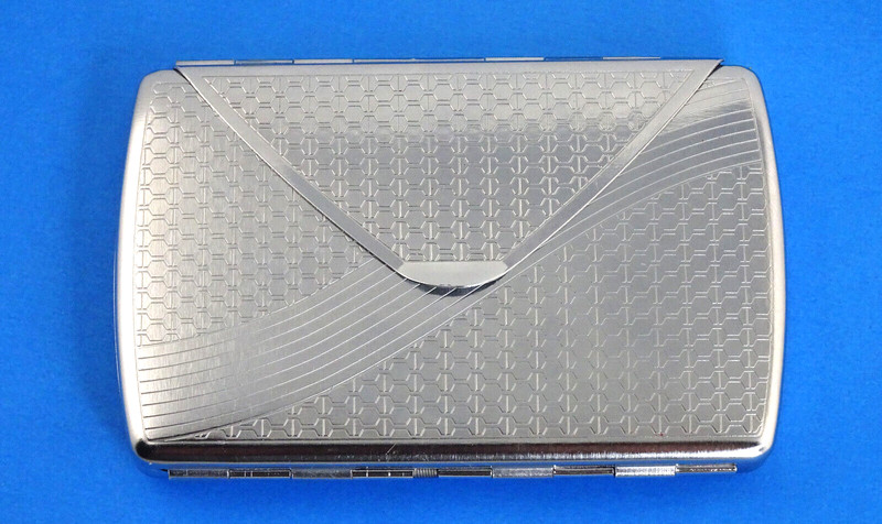 Jean Claude Chrome Cigarette Case with Flap and Interior Mirror Holds 100s