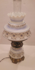 Vintage 1970s Quoizel Abigail Adams 3-Way Floral Hurricane Parlor Lamp 17