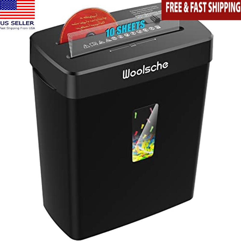 Paper Shredder 10-Sheet Cross Cut W/ 3.43-Gal Basket P-4 Security Level Durable-image