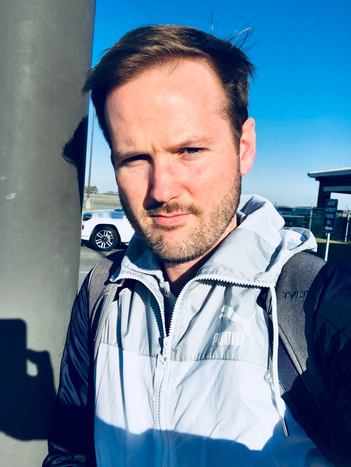 Puma Vintage Heritage Windbreaker Jacket Navy Blue Gray White Nylon Medium Rare-image