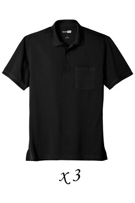LOT: 3 CornerStone Industrial Snag-Proof Pique Pocket Polos CS4020P - Black - 4X