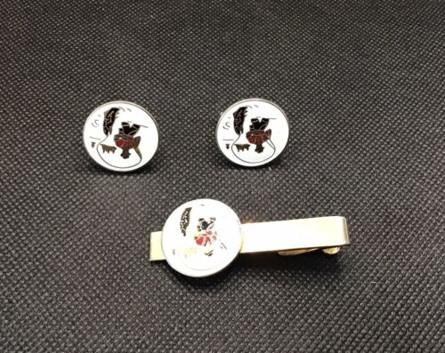Vintage Cuff Links Tie Bar Set Trout Fly fishing SWANK Vintage Enamel - Picture 2 of 7
