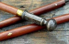 ANTIQUE SOLID BRASS WOODEN WALKING STICK CANE VICTORIAN STYLE KNOB HANDLE CANE